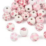 30Pcs 6 Styles Easter Theme Printed Wood European Beads