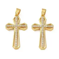 Brass Micro Pave Clear Cubic Zirconia Pendants