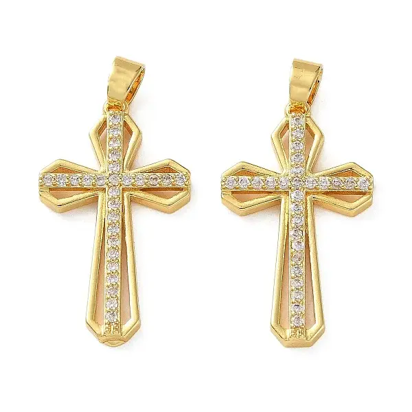 Brass Micro Pave Clear Cubic Zirconia Pendants