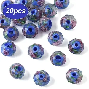 20Pcs Handmade Gold Sand Lampwork Beads