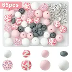 65Pcs 9 Styles Round & Rondelle Resin Rhinestone & Silicone & Brass Crystal Rhinestone Spacer Beads Findings Kits