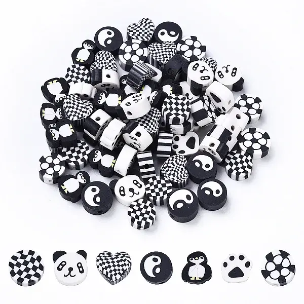 35Pcs 7 Styles Handmade Polymer Clay Beads