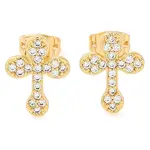 Rack Plating Cross Brass Pave Clear Cubic Zirconia Stud Earrings