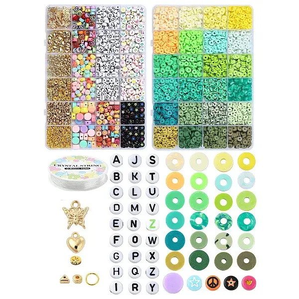 DIY Flat Round Handmade Polymer Clay & Acrylic Beads Bracelets Making Kits