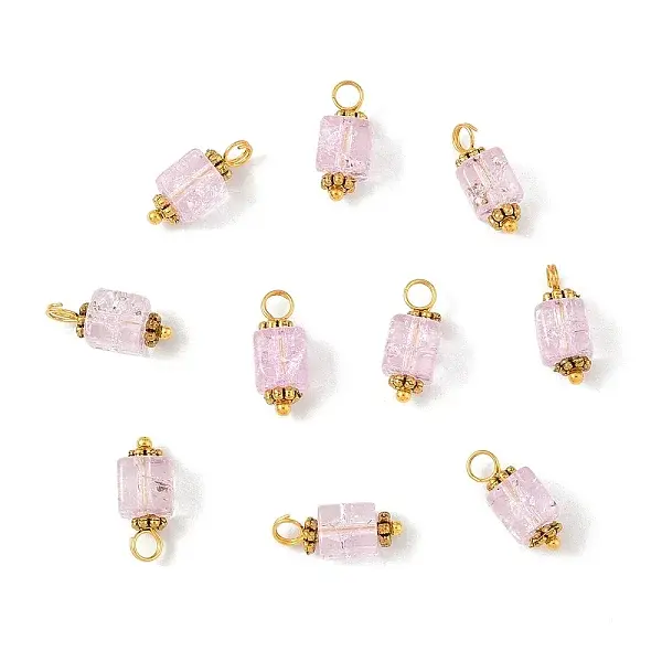 10Pcs Crackle Glass Pendants