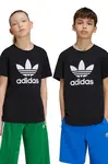 Dětské tričko adidas Originals TREFOIL TEE černá barva, s potiskem, IY7421