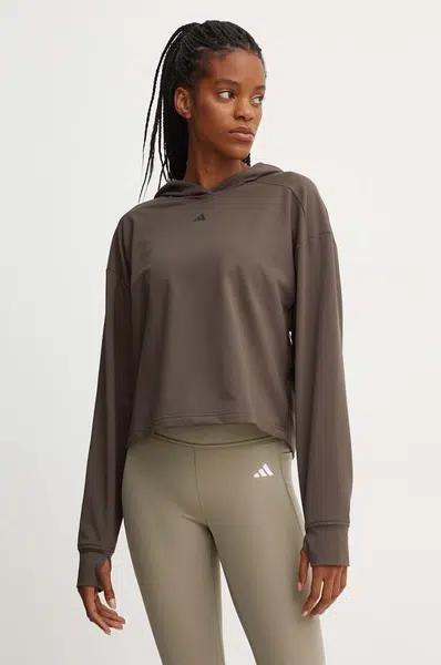 Tréninková mikina adidas Performance Strength zelená barva, s kapucí, IW3190