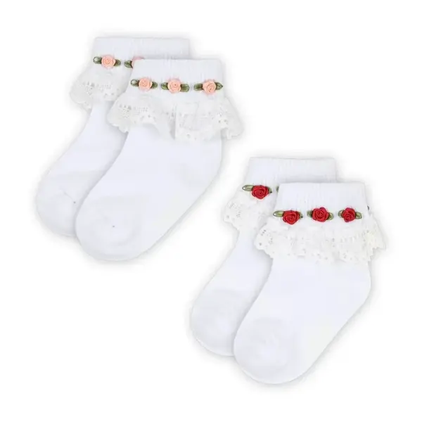 Dětské ponožky Konges Sløjd 2 PACK LACE SOCKS 2-pack bílá barva, KS102241