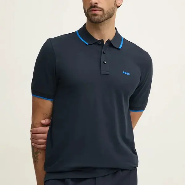 Bavlněné polo tričko BOSS tmavomodrá barva, 50494697