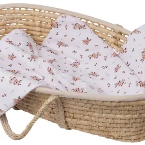 Baby Nellys Sada do kočárku, bavlněná 2D sada, Little flowers, bílá/růžová