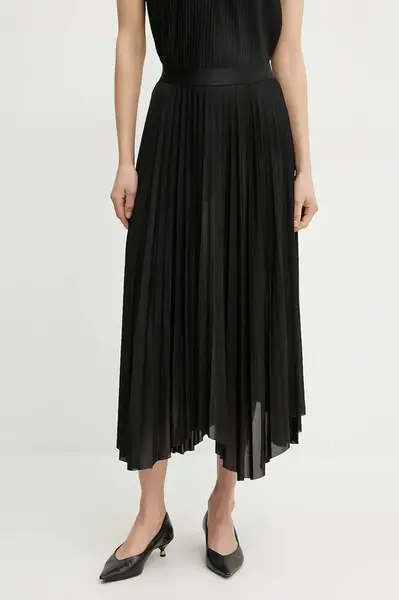 Sukně BOSS černá barva, maxi, áčková