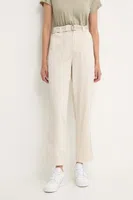 Kalhoty Pepe Jeans AYLIN dámské, béžová barva, jednoduché, high waist, PL211763