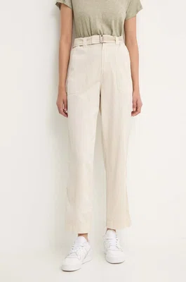 Kalhoty Pepe Jeans AYLIN dámské, béžová barva, jednoduché, high waist, PL211763