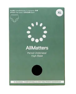 AllMatters Menstruační kalhotky s vysokým pasem vel. XL 1 ks černé