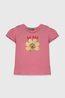 Dětské bavlněné tričko United Colors of Benetton růžová barva