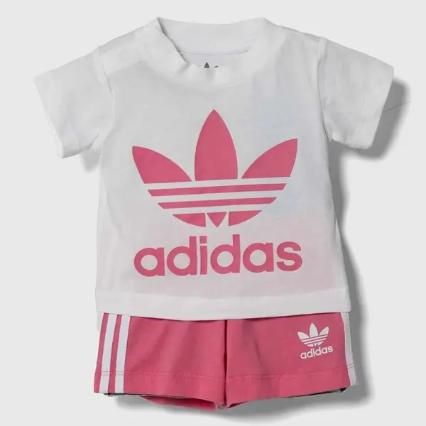 Dětská bavlněná souprava adidas Originals růžová barva
