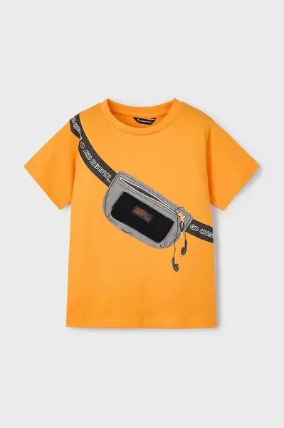 Dětské bavlněné tričko Mayoral oranžová barva, s potiskem, 3036