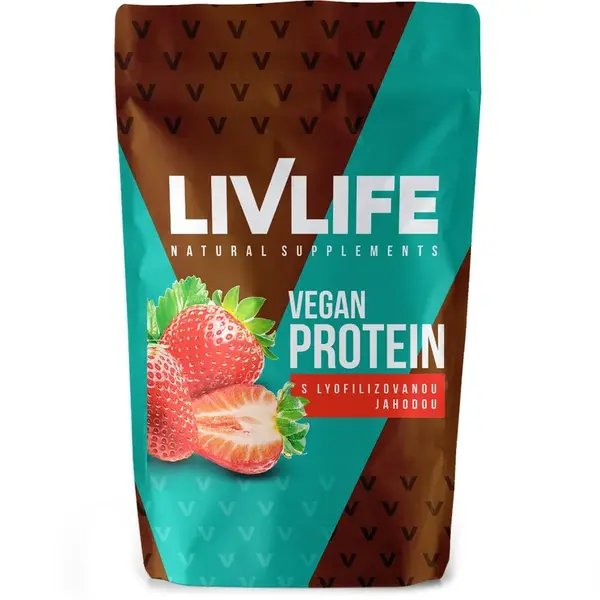 Livlife Vegan Protein s lyofilizovanou jahodou 490 g