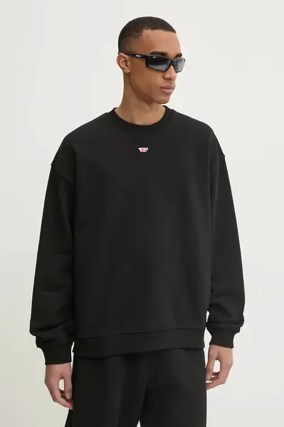 Mikina Diesel S-BOXT-D SWEAT-SHIRT pánská, černá barva, hladká, A14903.0GEAD