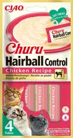 Inaba Cat Ciao Churu Hairball krémové krmivo pre mačky - kuracie 4 x 14 g