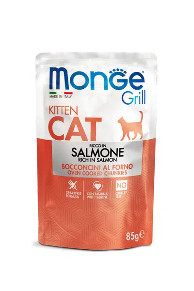 Monge Grill Cat Kitten kúsky lososa v želé 85 g
