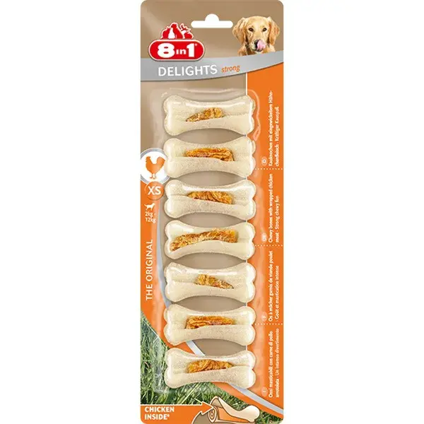 8 in 1 Delights Strong - žvýkací kost XS - 7 ks/balení