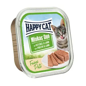 Happy Cat Minkas Duo - drůbeží a jehněčí 16 x 100 g