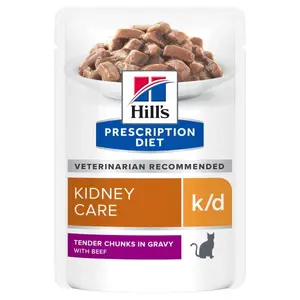 Hill's Prescription Diet™ k/d Feline Kidney Care Beef krmivo v hliníkovej kapsičke 12 x 85 g