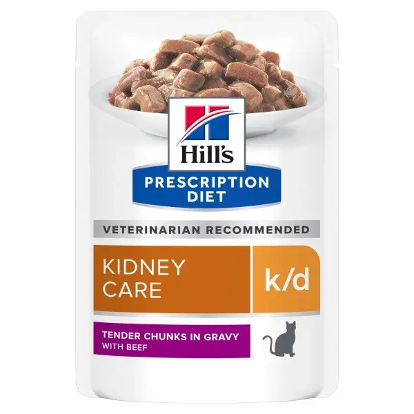 Hill's Prescription Diet™ k/d Feline Kidney Care Beef krmivo v hliníkovej kapsičke 12 x 85 g