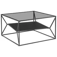 Carryhome KONFERENČNÍ STOLEK, šedá, černá, kov, sklo, 75/75/43 cm