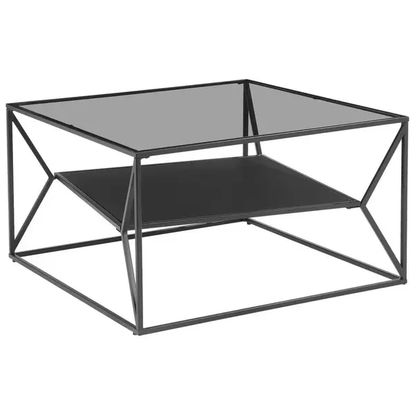 Carryhome KONFERENČNÍ STOLEK, šedá, černá, kov, sklo, 75/75/43 cm