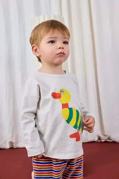 Detské bavlnené tričko s dlhým rukávom Bobo Choses Striped Duck