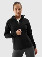 Women's regular fleece with a 4F hood - black