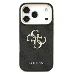 Zadní kryt Guess PU Leather 4G Metal Logo Gold Frame pro Apple iPhone 17 Pro, černá