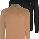 DOUBLE SET V4007 DEWBERRY MEN'S SWEATSHIRT-BLACK-CAMEL