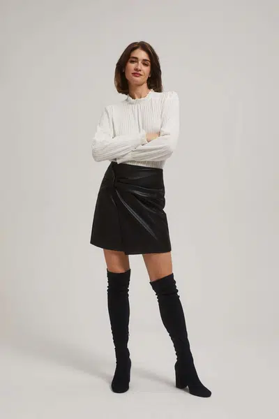 Marisse Black Imitation Leather Trapeze Skirt