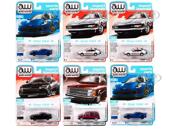 Auto World Premium 2024 Set B of 6 pieces Release 2 1/64 Diecast Model Cars by Auto World