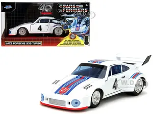 Porsche 935 Turbo 4 "Jazz" White with Blue and Red Stripes "Transformers" "Hollywood Rides" Series 1/32 Diecast Model Car by Jada