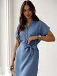 Resti Women's mini dress with short sleeves and a buttoned neckline