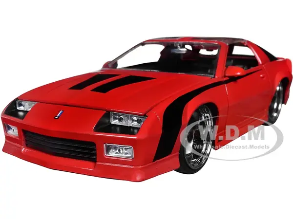 1985 Chevrolet Camaro Red with Black Stripes "Bigtime Muscle" Series 1/24 Diecast Model Car by Jada