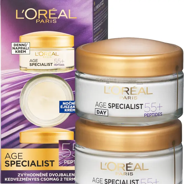 L'ORÉAL PARIS Age Specialist 55+ duopack - denní + noční krém proti stárnutí pleti