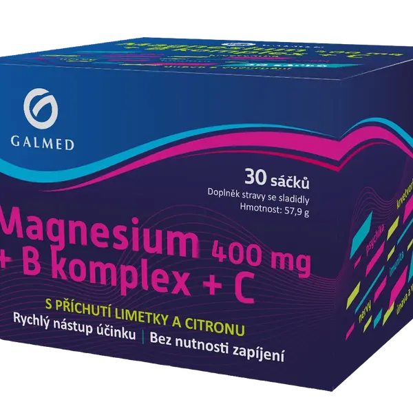 GALMED Magnesium 400 mg + B komplex + C sáčky 30 ks