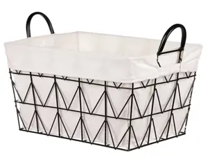 Úložný košík 40x22 cm, kov/látka
