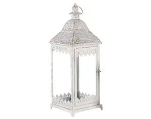 Kovová lucerna Cinti 55 cm, bílá antik