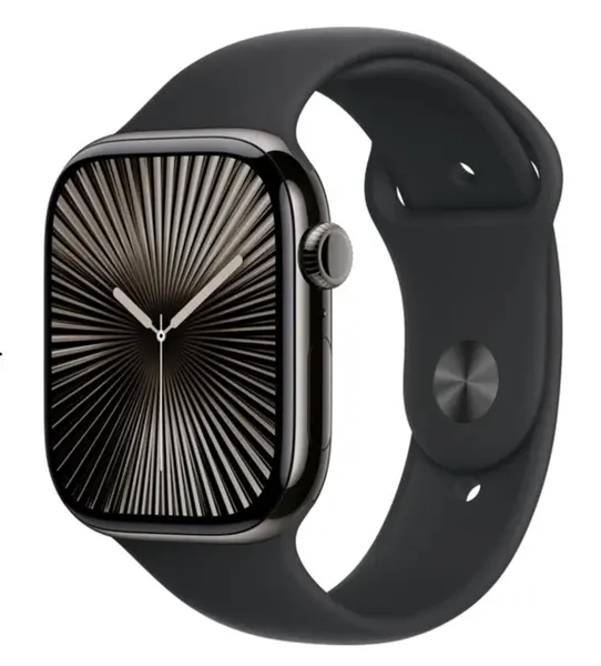 APPLE Watch Series 10 Cellular 42mm Břidlicově šedý titan s černým sportovním řemínkem M/L