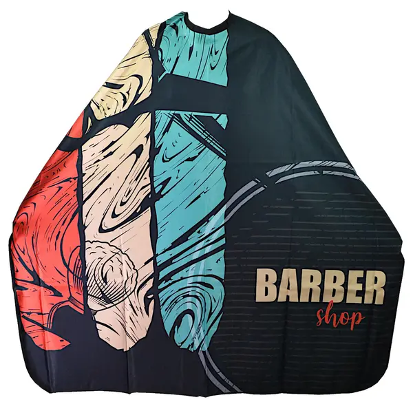 Pánská pláštěnka na stříhání vlasů a vousů Eurostil Professional Barber - černá s potiskem (07935) + dárek zdarma