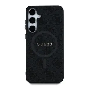 Zadní kryt Guess PU Leather 4G Colored Ring MagSafe pro Samsung Galaxy S25+, černá