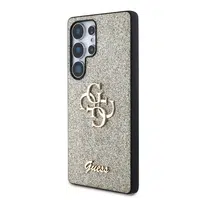 Zadní kryt Guess PU Fixed Glitter 4G Metal Logo pro Samsung Galaxy S25 Ultra, zlatá