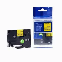 Kompatibilní páska s Brother HGe-611, 6mm x 8m, černý tisk / žlutý podklad, vysokorychlostní