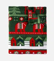 Gemre Green Blanket with Christmas Patterns Mary